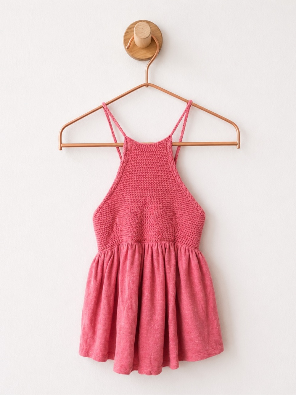 Free People Pink Crocheted Halter Tank